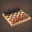 Шахматы обиходные лакированные с подклейкой  в  доске  (290*145*38) (О)