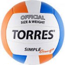 Мяч волейбольный "TORRES" Simple Orange. синт. кожа. ТПУ.  р.5