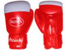 Перчатки боксерские "RONIN" Attack 12 унц. нат. боевая кожа красно-белые